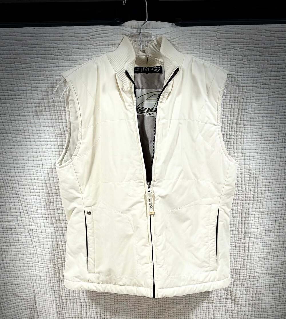Vintage Orage G-Vibe Off-White Quilted Zip-Up Vest, Size Medium